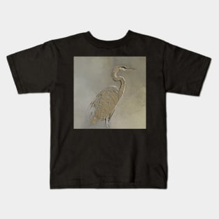 Metalic Blue Heron Kids T-Shirt